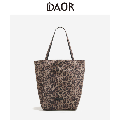 DAOR复古豹纹包包双面可背托特包