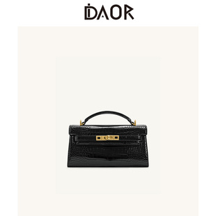 DAOR鳄鱼纹凯莉包女高级感手提包Noor小方包包2025新款单肩斜挎包