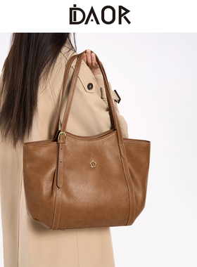 DAOR植鞣牛皮大容量托特包包女2025秋冬新款通勤电脑包百搭单肩包