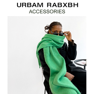 马海毛围巾女2025春季新款纯色保暖加厚长款围脖男韩版百搭大披肩