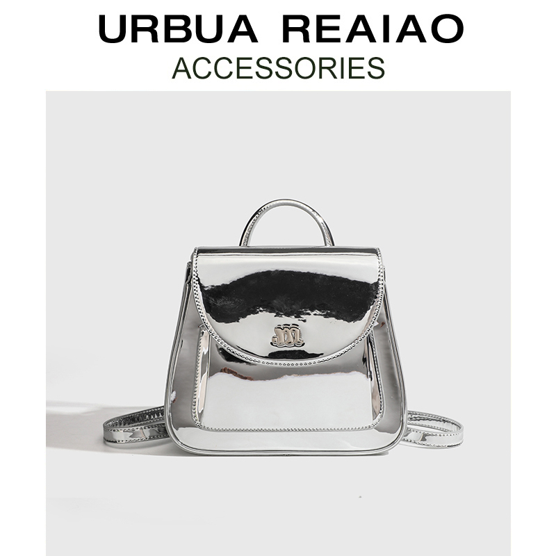 URBUAREAIAO小众设计银色双肩包