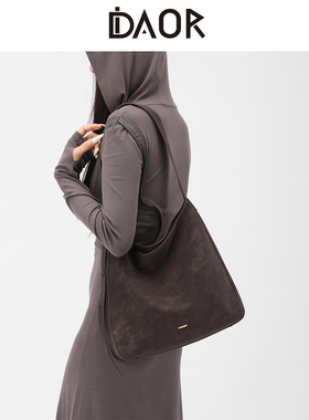 DAOR静夜水桶包女2025秋冬新款大容量通勤包牛皮托特包单肩斜挎包