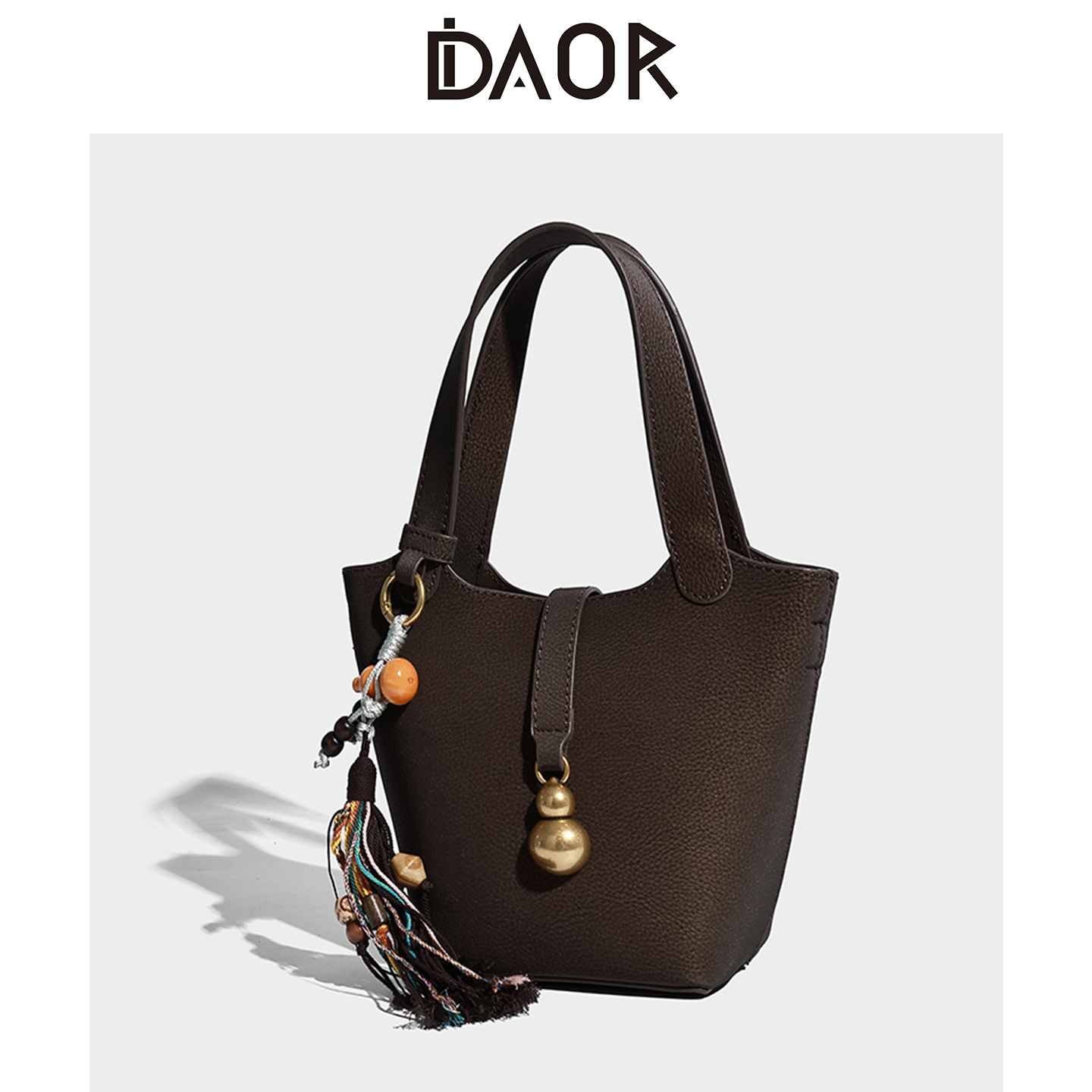 DAOR真皮葫芦菜篮子手提水桶包