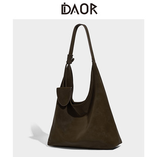 DAOR简约复古大容量hobo托特包女2025秋季新款慵懒风手提单肩包包