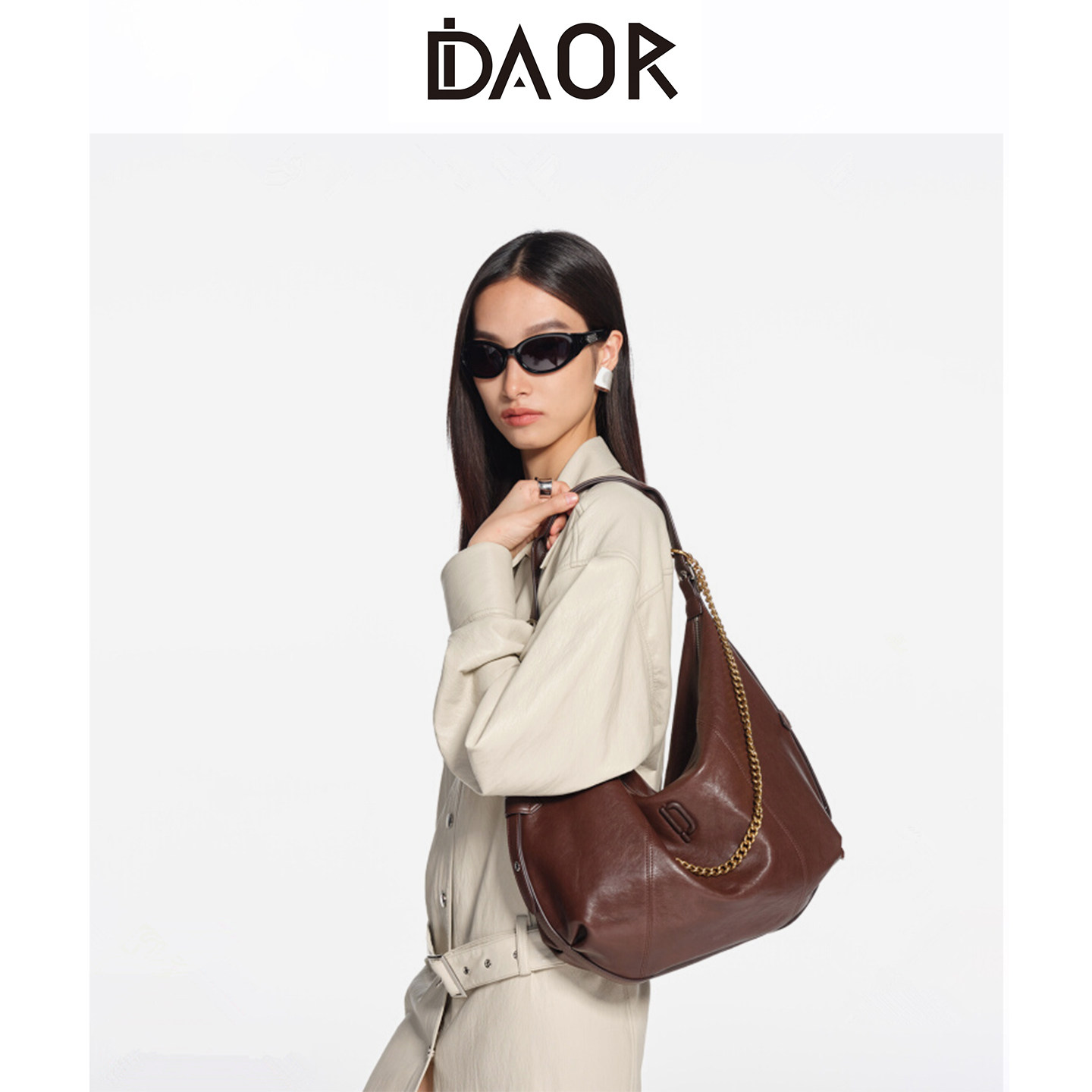 DAOR豌豆系列Hobo包波嬉风半月马鞍包女大容量托特包包通勤单肩包,箱包皮具/热销女包/男包,马鞍包,淘宝优惠券,粉丝福利购,淘宝优惠卷