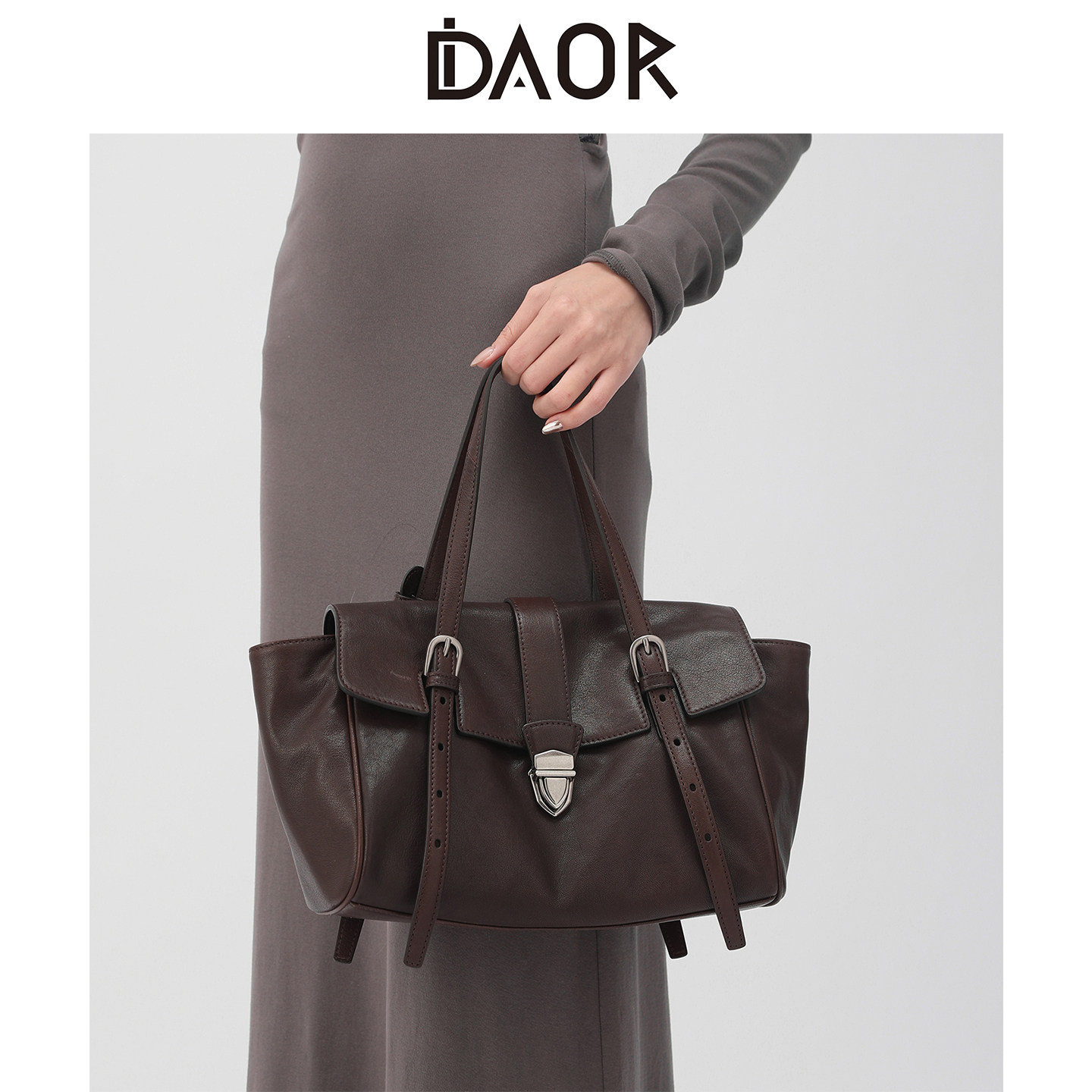 DAOR植鞣羊皮法棍公文包女休闲复古托特包2026新款通勤手提单肩包,箱包皮具/热销女包/男包,腋下包,淘宝优惠券,粉丝福利购,淘宝优惠卷