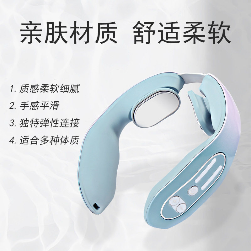 跨境便携款颈椎按摩仪微电流脉冲震动揉捏颈部理疗颈肩按摩仪礼品