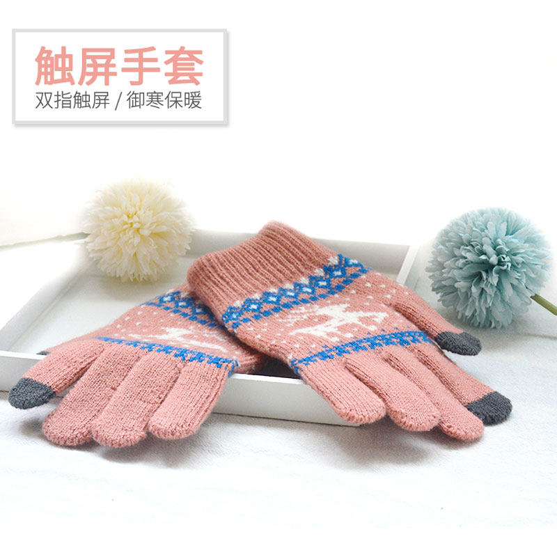 手套女冬可爱加绒韩版卡通小鹿