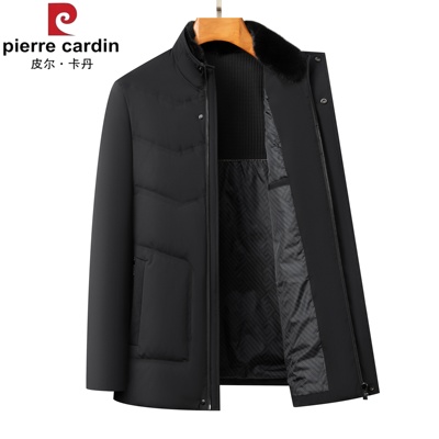 爸爸装外套商务休闲羽绒服立领