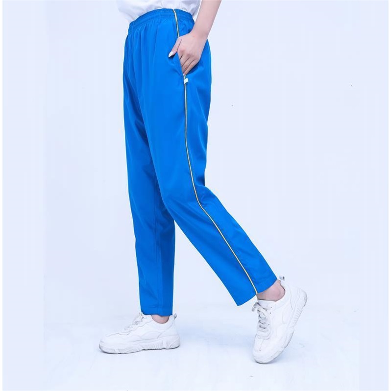 蓝色带网校服裤子男高中生校裤秋季直筒运动裤男长裤蓝色校服裤女
