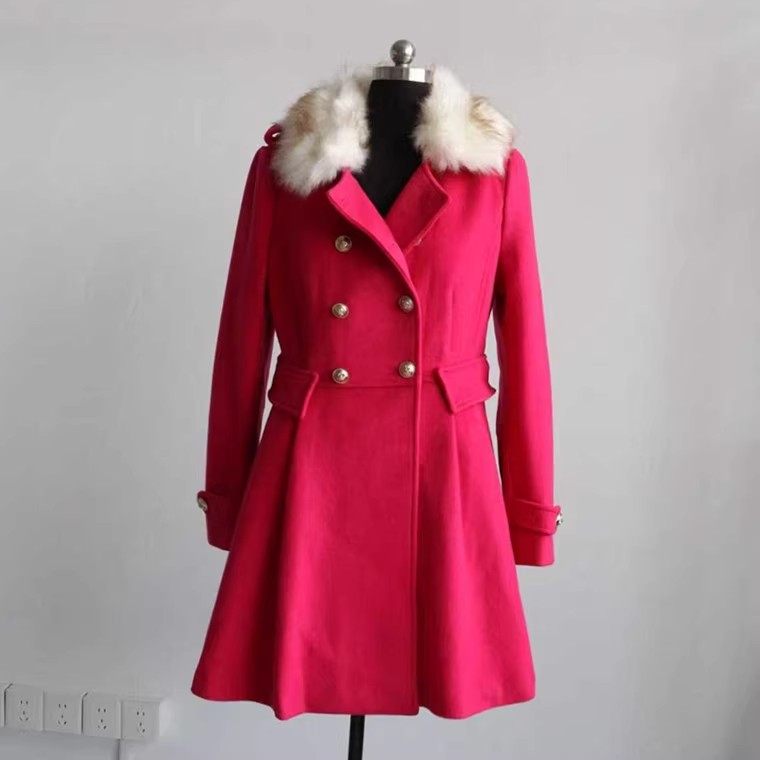 秋冬新款女装韩版百搭简约时尚中长款含羊毛保暖显瘦毛呢大衣外套