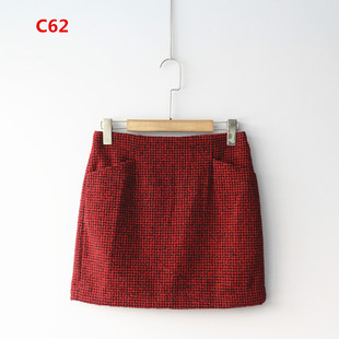 秋冬外贸新款女装韩版百搭简约时尚A字裙短裙高腰含羊毛女半身裙