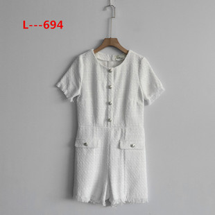 外贸新款 上衣高腰显瘦短裤 孤品女装 短袖 连体衣 百搭简约时尚 春夏季