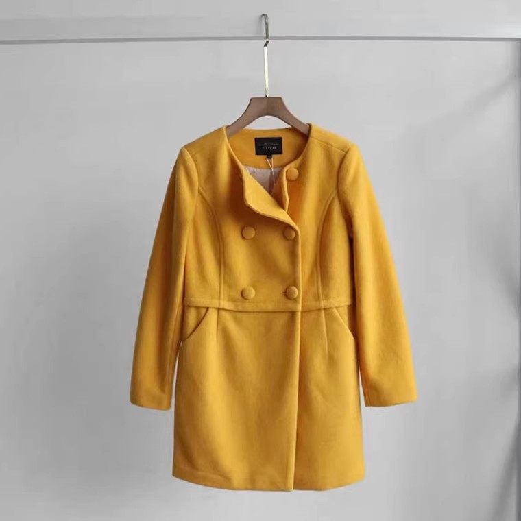 秋冬季新款女装韩版简约时尚显瘦含羊毛中长款保暖毛呢大衣外套女