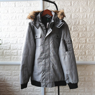 棉衣男秋冬新款男装百搭宽松保暖休闲连帽格子夹克棉服上衣外套男