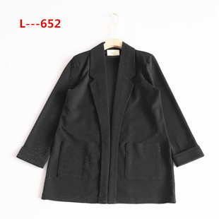 百搭简约时尚 春季 韩版 孤品女装 针织弹力宽松显瘦休闲外套 外贸新款