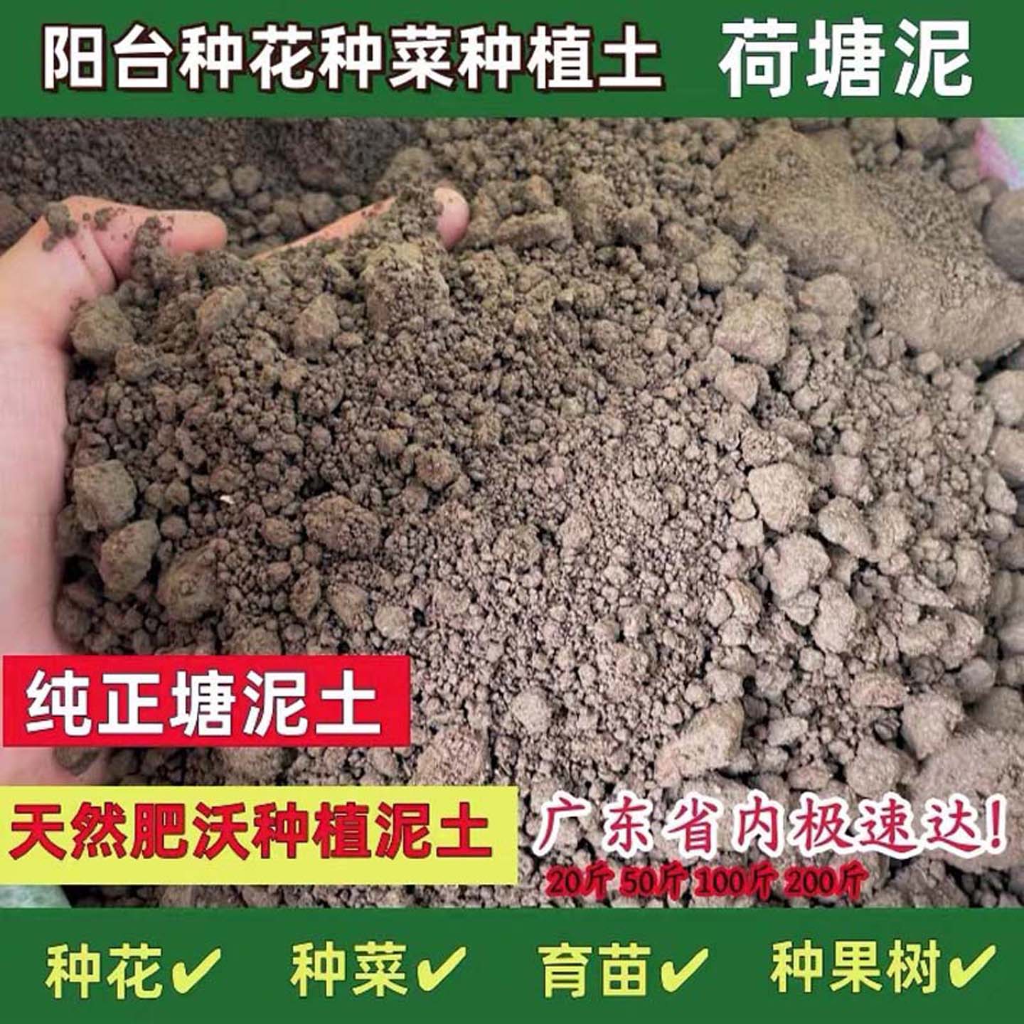 种菜养花塘泥土营养土阳台庭院蔬果种植土优质荷塘泥通用有机肥土