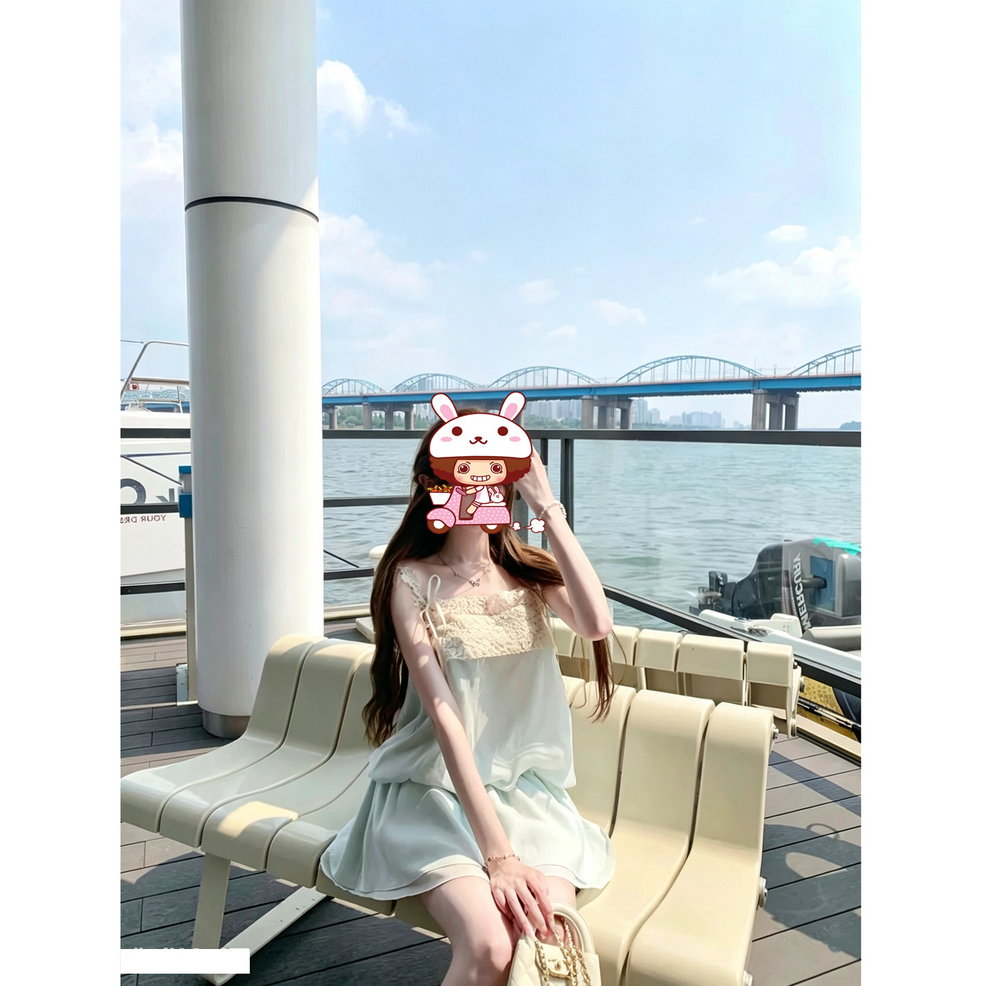伞伞迟2s6/s 升级版小女人 丝代吊带绿收腰两件套100莫蕾尔连衣裙