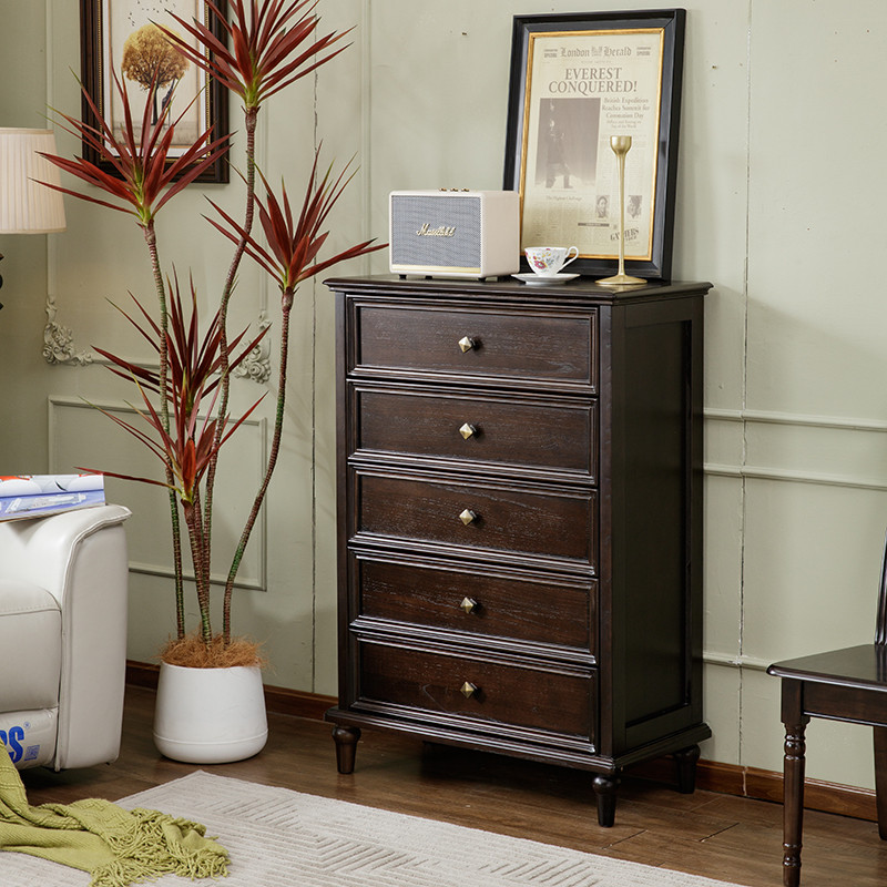 纯实木收纳五斗柜白蜡木美式乡村