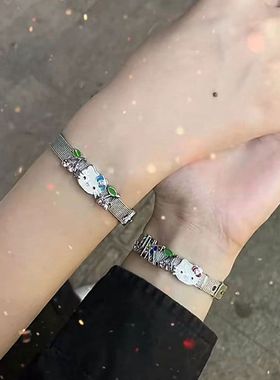 Kitty可爱情侣手链闺蜜镶钻