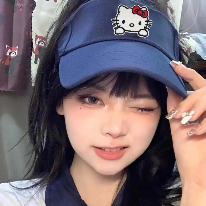 可爱招手kt猫防晒空顶帽夏季