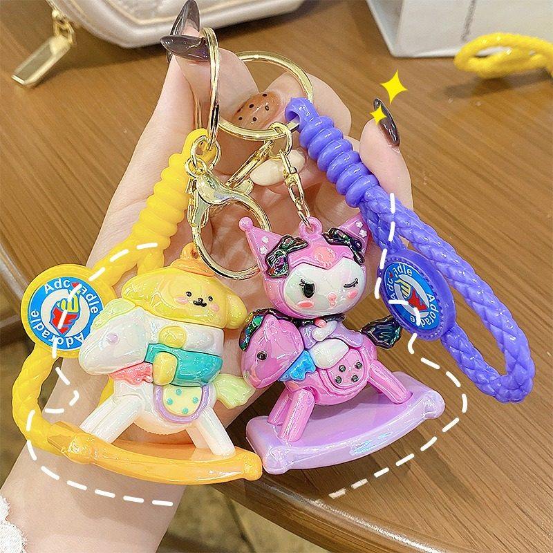 电镀kitty猫木马公仔钥匙扣挂饰玩物精致汽车包包挂件中国风PVC