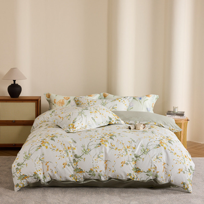 美眠康纯棉小清新四件套花卉被套床单全棉印花宿舍床上用品