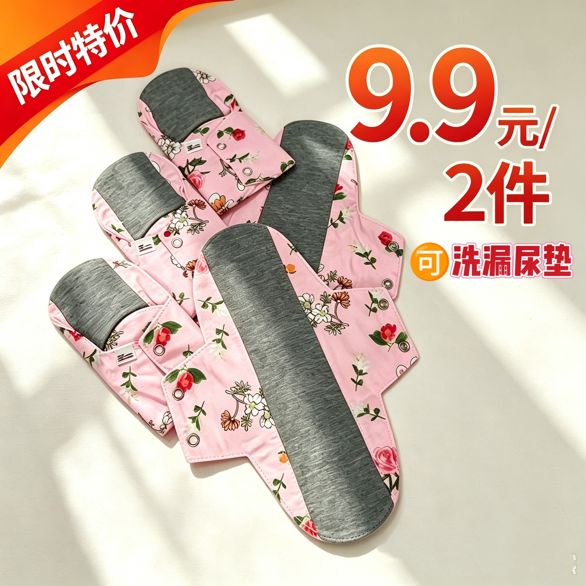 可水洗护垫透气加长棉柔吸水防水卫生巾