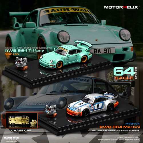 [程逸预售]MH 1:64 保时捷RWB 964 蒂芙尼绿 马天尼 合金汽车模型