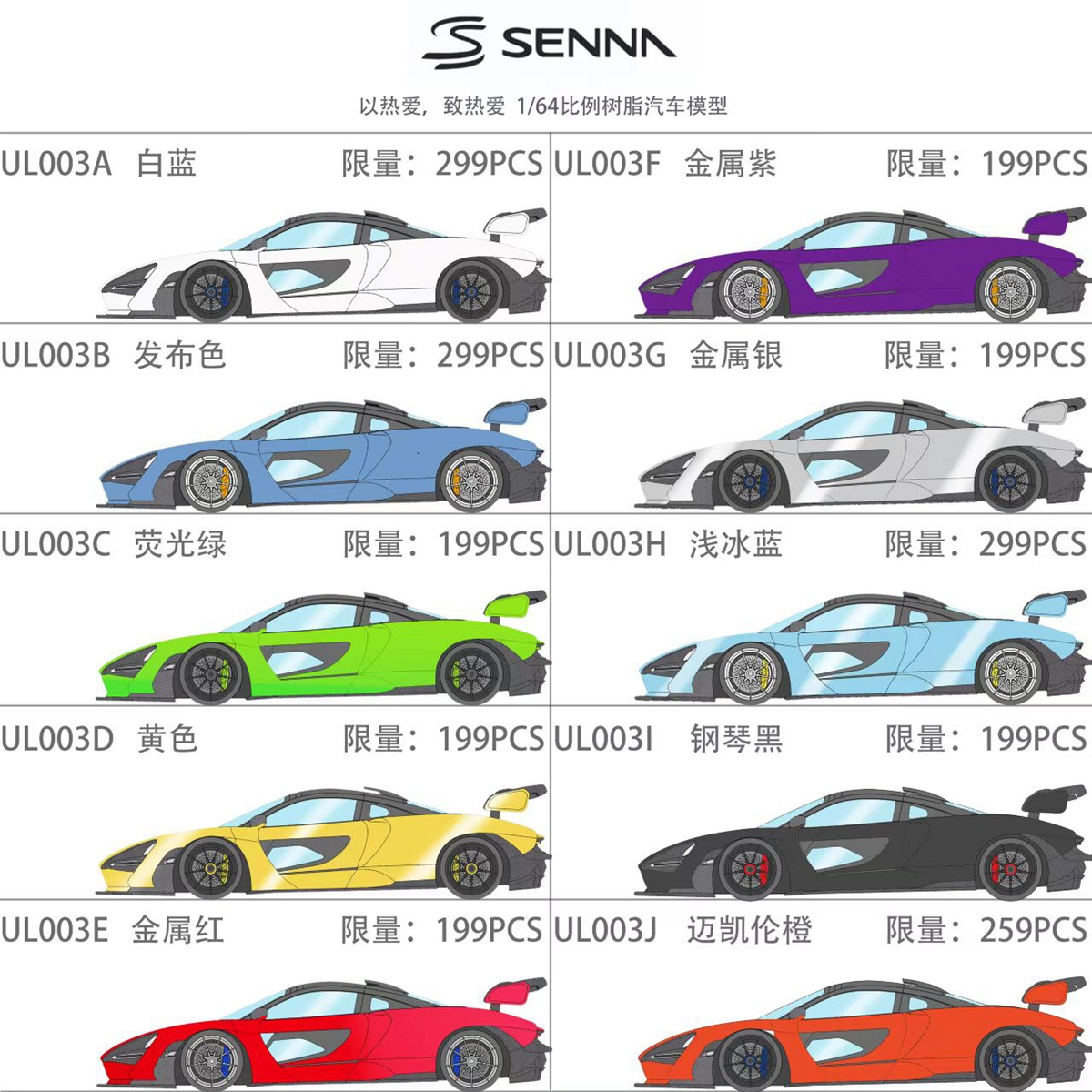 BCP迈凯伦塞纳树脂汽车模型