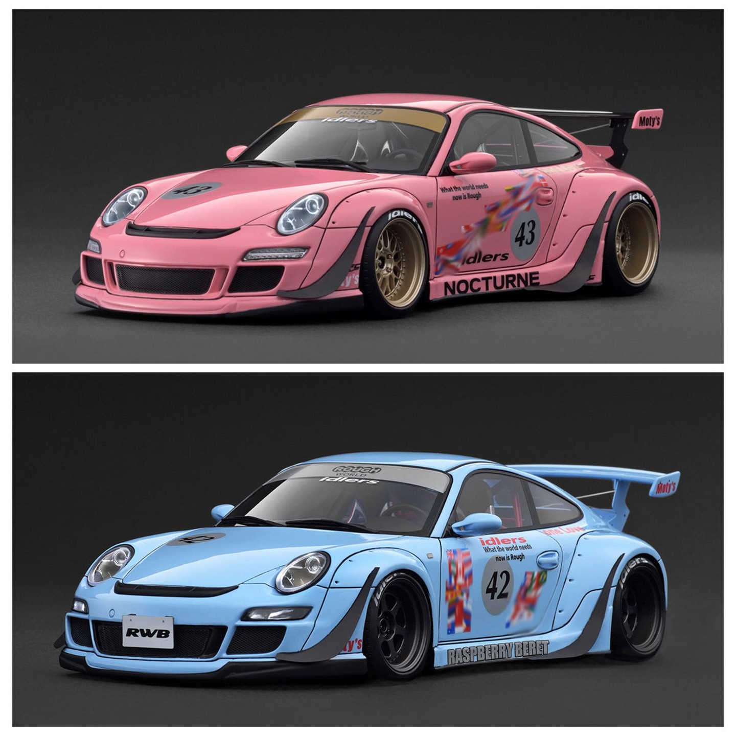 [程逸预售] IG 1:18 RWB 997 浅蓝 粉色 树脂车模