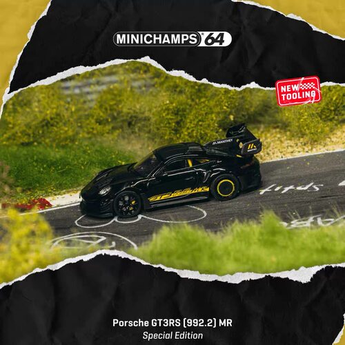 [程逸预售]TW 1:64 保时捷 Porsche GT3 RS MR 黑色黄条 合金车模
