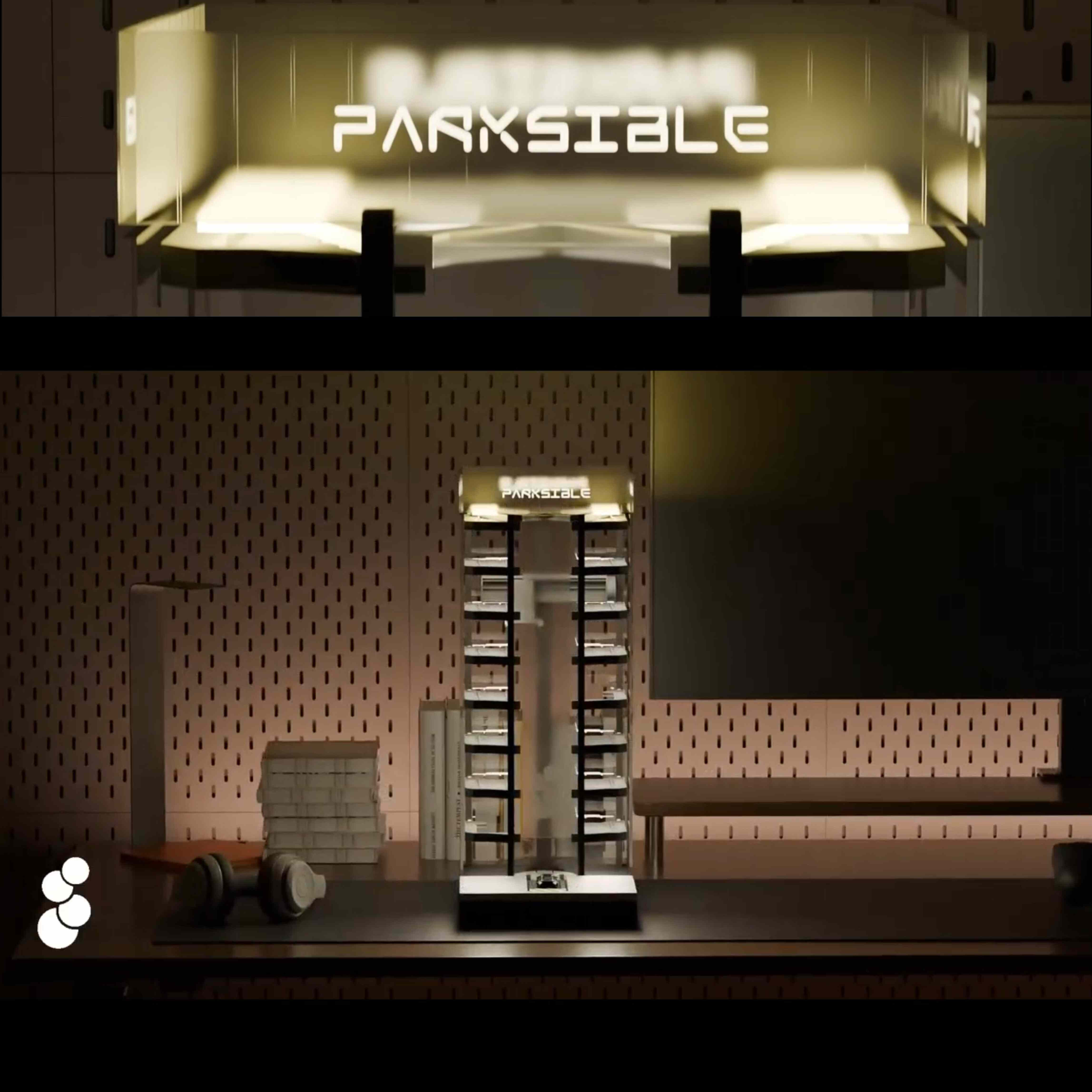 [程逸预售]Parksible 1:64 停车场 自动升降 LED发光展示台 车模