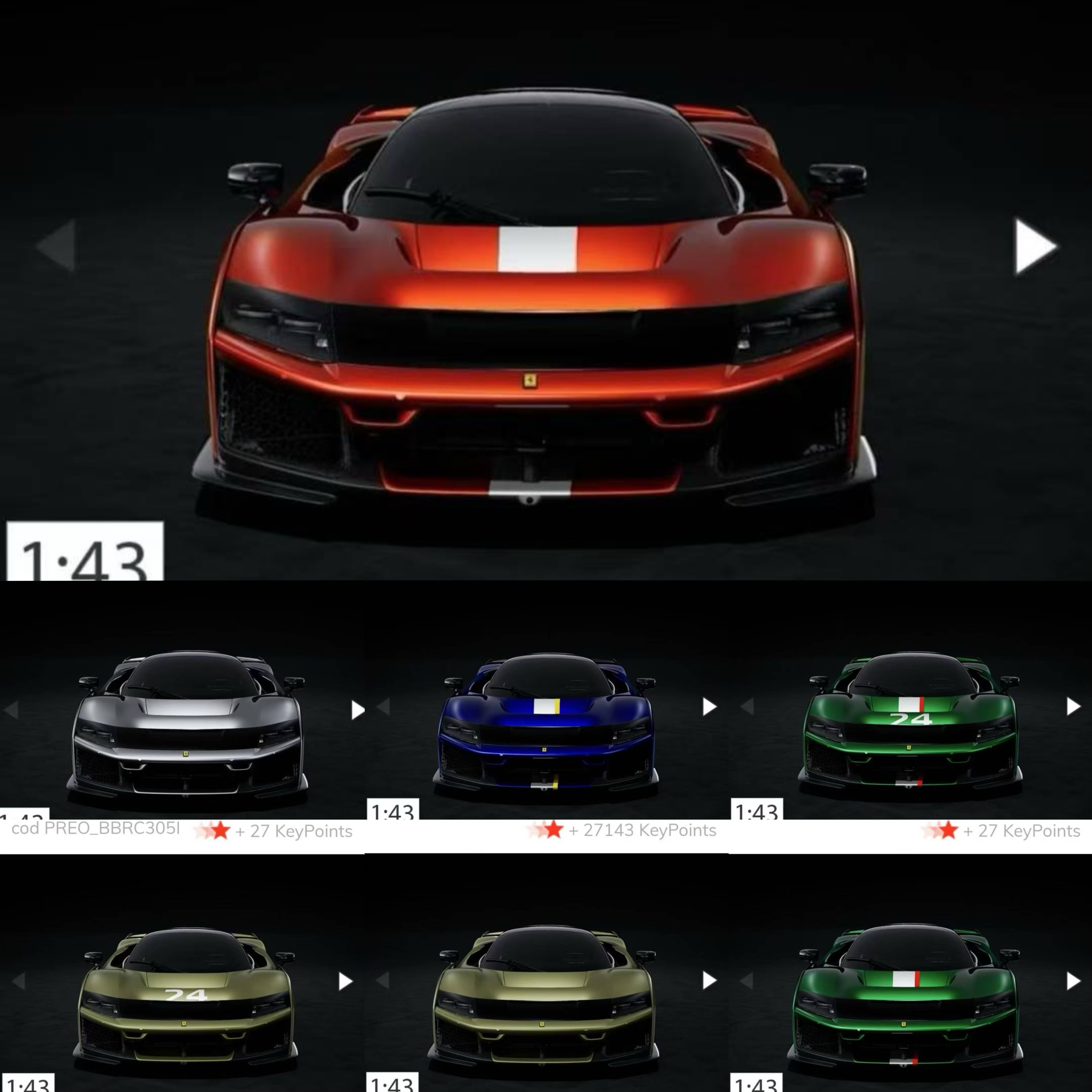 新品定BBR 1:43 法拉利 F80 新马王 标准红 树脂车模