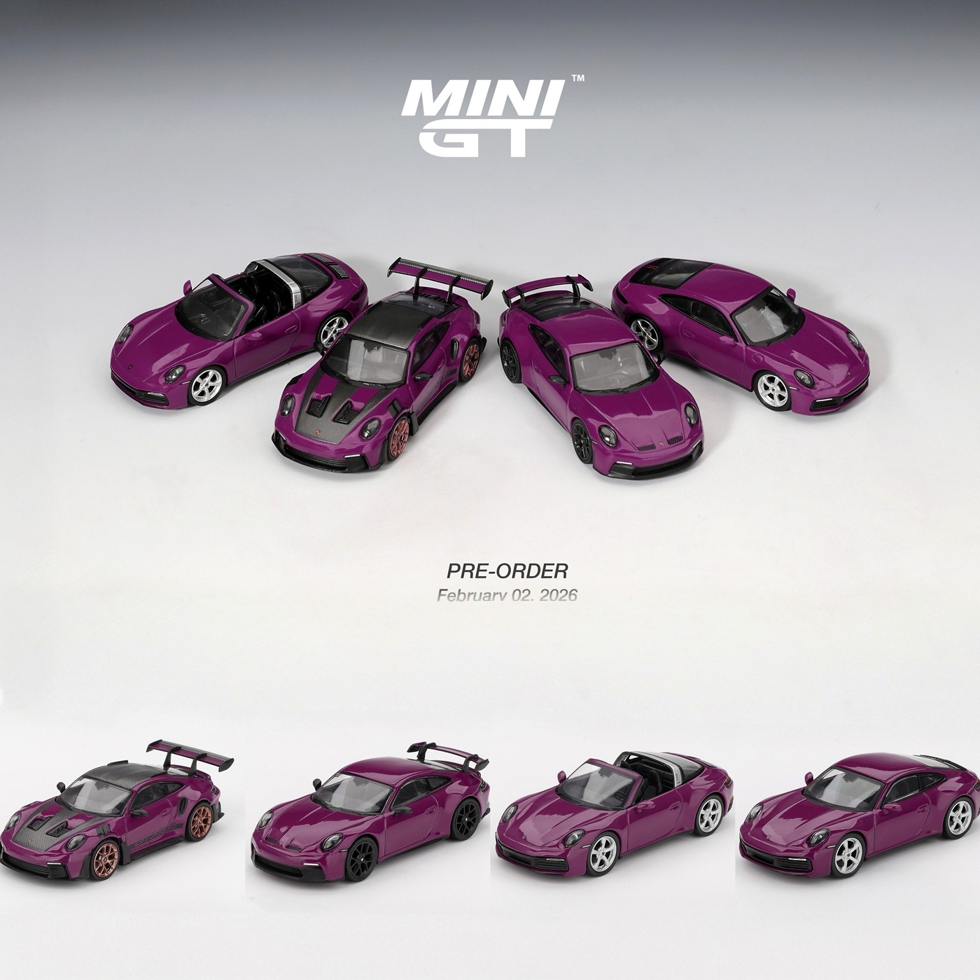 [程逸预售]MINIGT 1:64 保时捷 911 Rubystone Red 套装 合金车模