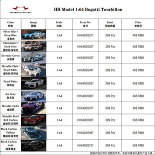 [程逸预售] HH 1:64 布加迪 Bugatti Tourbillon 陀飞轮 树脂车模