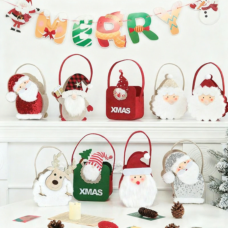 圣诞节送礼装饰品毛毡无纺布插花手提袋糖果袋平安夜平安果苹果袋