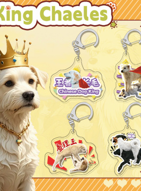 网红查理王夹层钥匙扣周边ALPHA DOG King Chaeles挂件二次元礼物