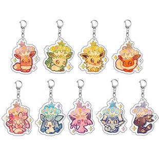 宝可梦夹层钥匙扣周边伊布动漫同人挂件二次元礼物可爱包包挂饰