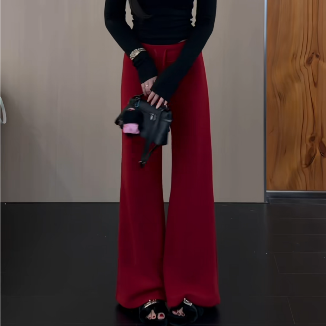 lulu风酒红色显瘦显腿长抽绳直筒卫裤春秋高腰百搭舒适垂感休闲裤,女装/女士精品,大码裤装,淘宝优惠券,粉丝福利购,淘宝优惠卷