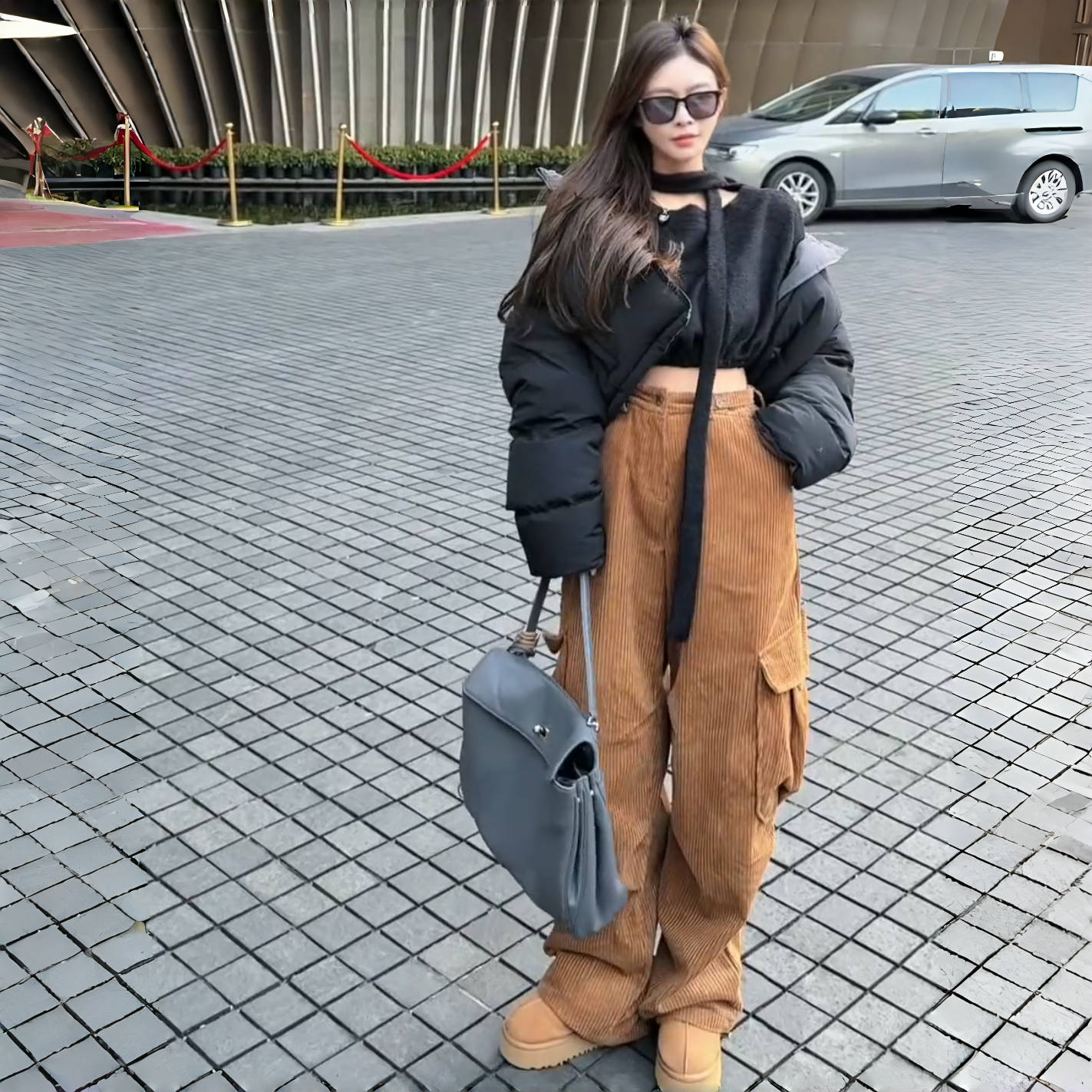 巧克力棕加厚灯芯绒工装休闲裤女秋冬新款高腰直筒宽松阔腿拖地裤,女装/女士精品,大码裤装,淘宝优惠券,粉丝福利购,淘宝优惠卷