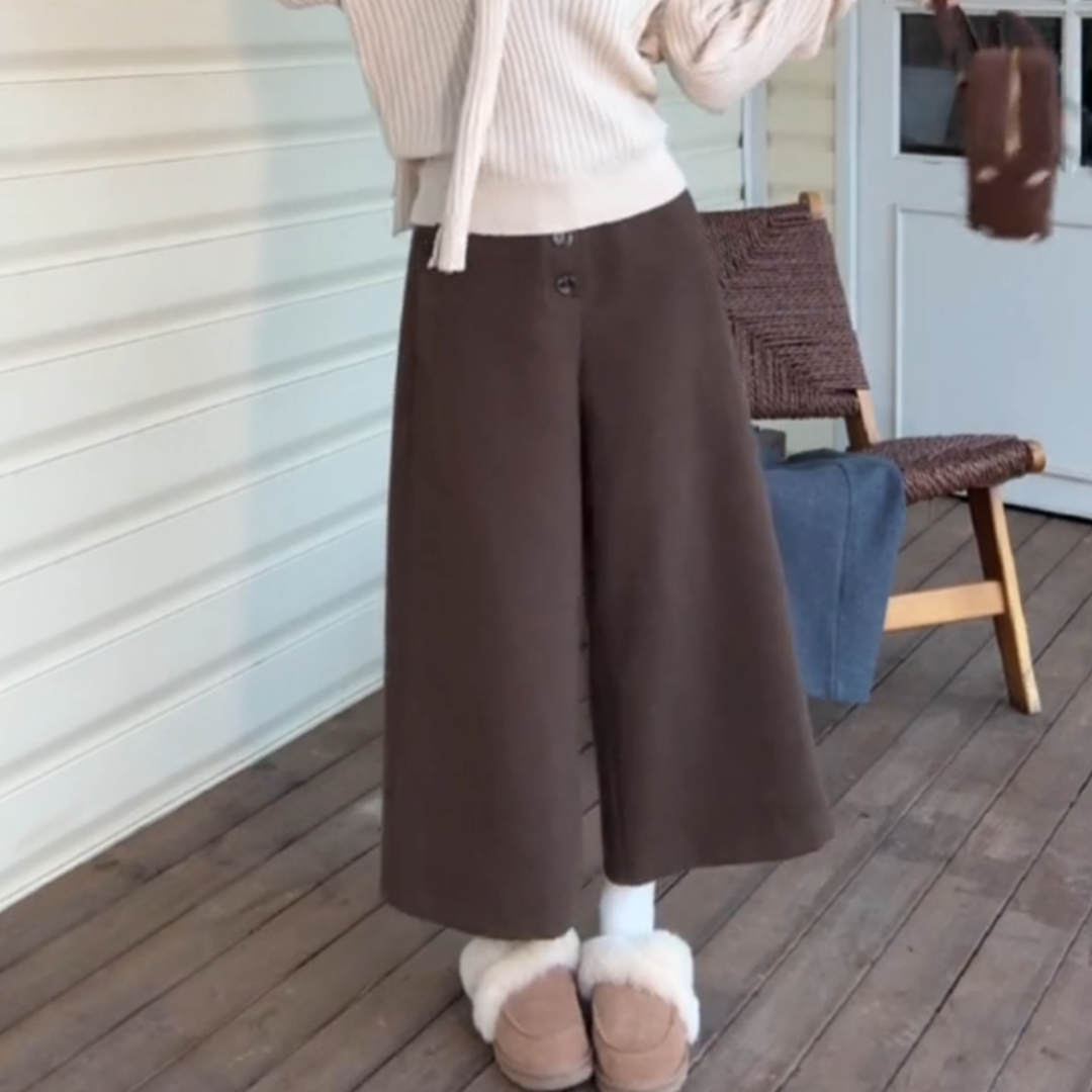 老钱风复古毛呢软糯舒适九分裤