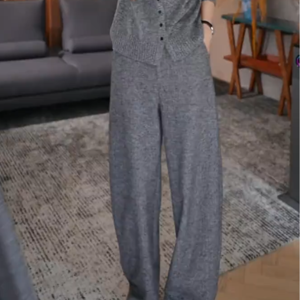 高克重深灰色小弯刀休闲裤女