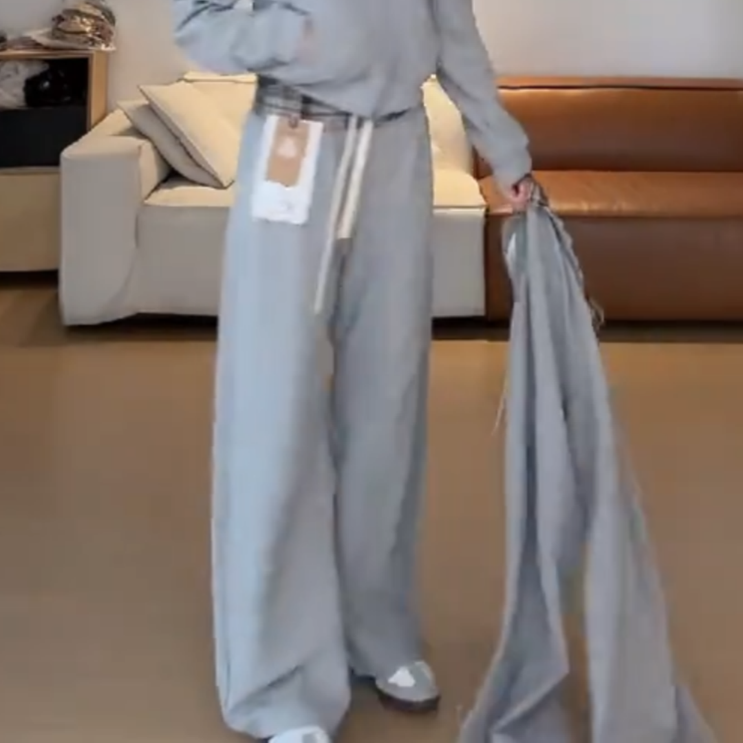 韩系慵懒风灰色时尚休闲运动套装