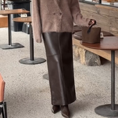 美拉德风御姐复古高级感PU皮半身裙女冬季 新款 高腰显瘦百搭长裙子