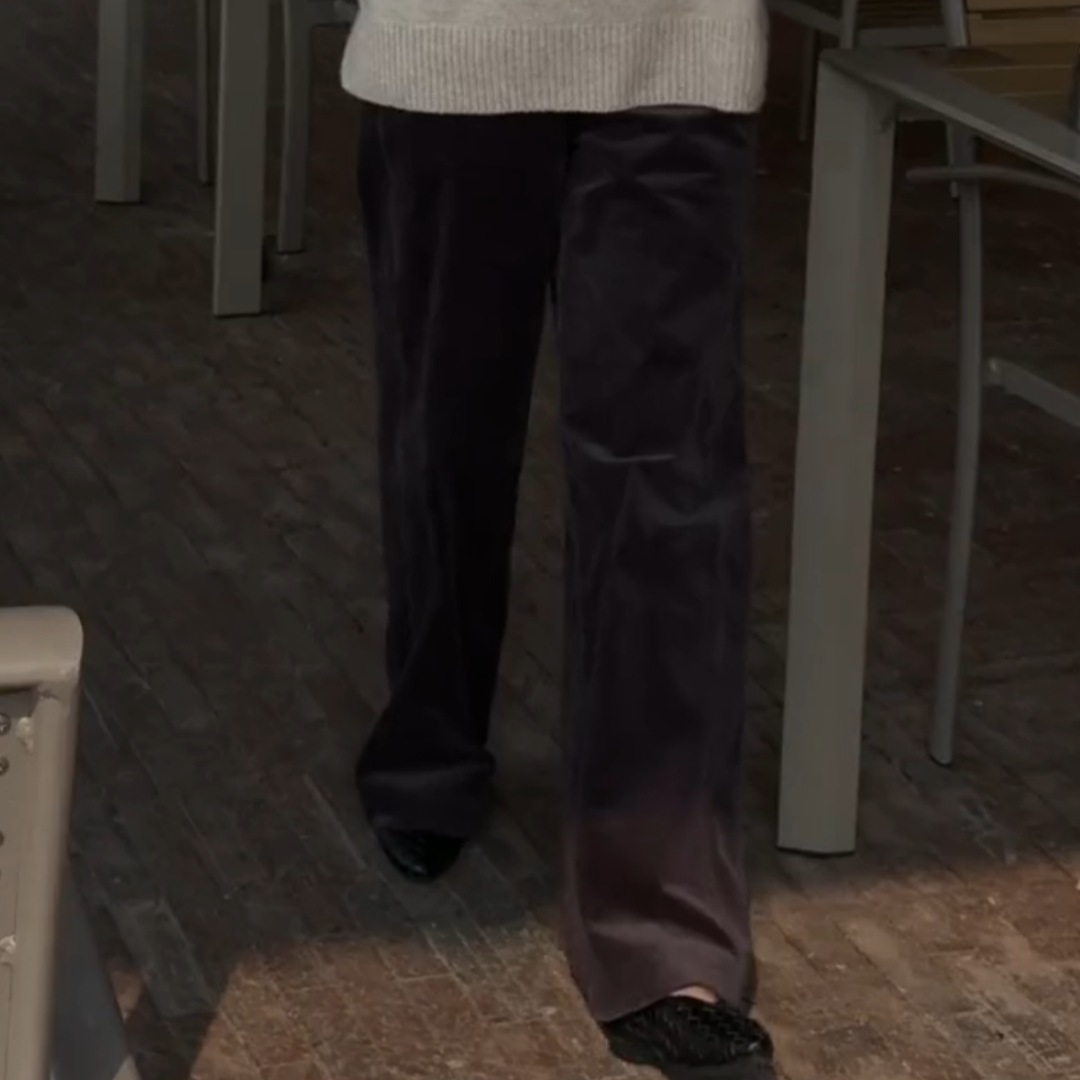 高级感咖色灯芯绒阔腿休闲裤子女