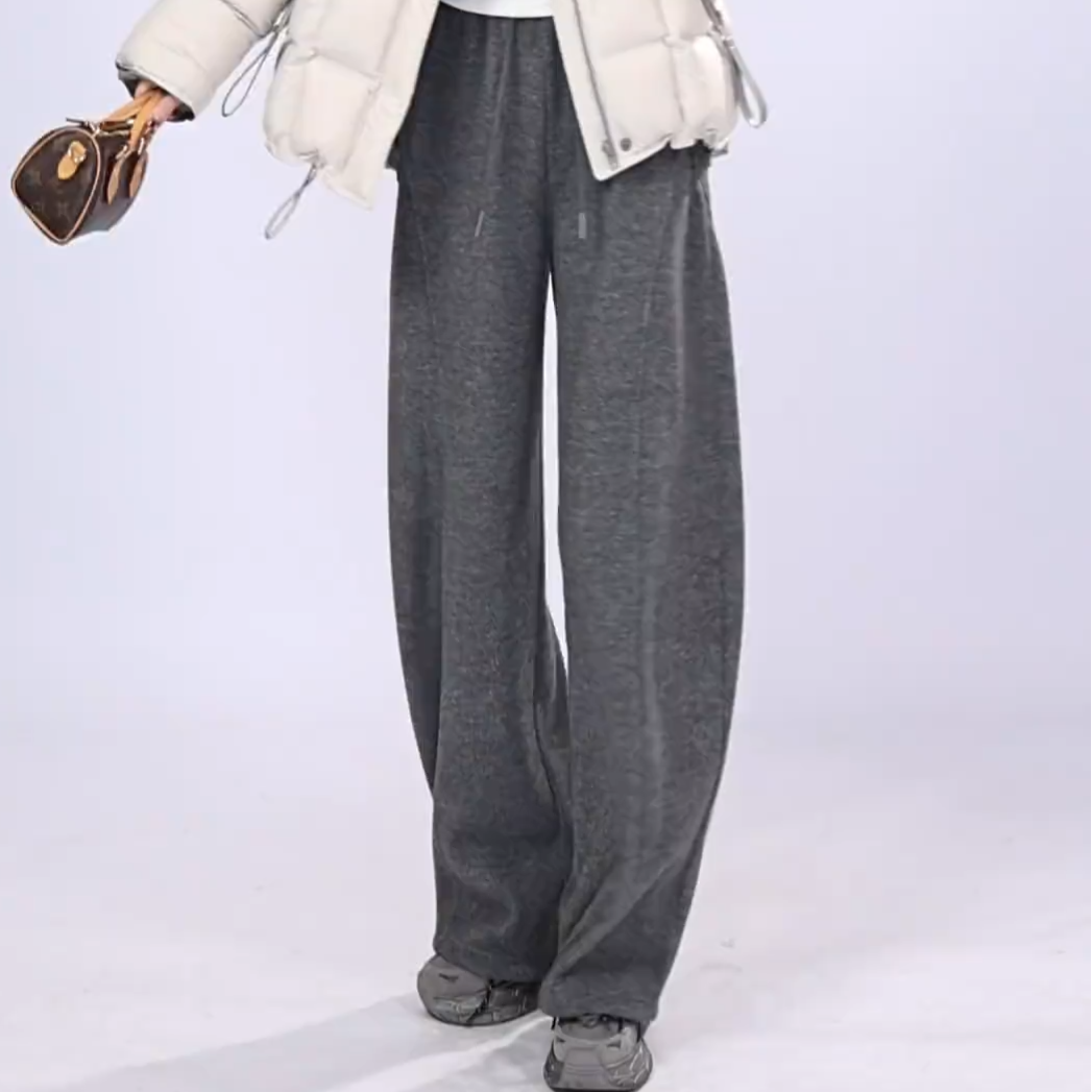 高级感深灰色加绒灰色休闲卫裤女冬季新款宽松高腰显垂感瘦阔腿裤,女装/女士精品,大码裤装,淘宝优惠券,粉丝福利购,淘宝优惠卷