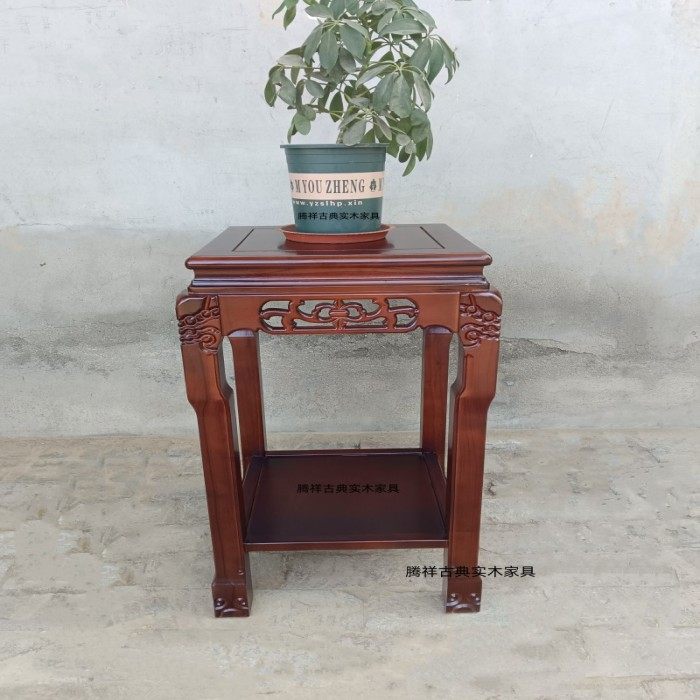 全实木花架榆木客厅盆景桌奇石架鱼缸架电话桌石头底座方桌绿萝架