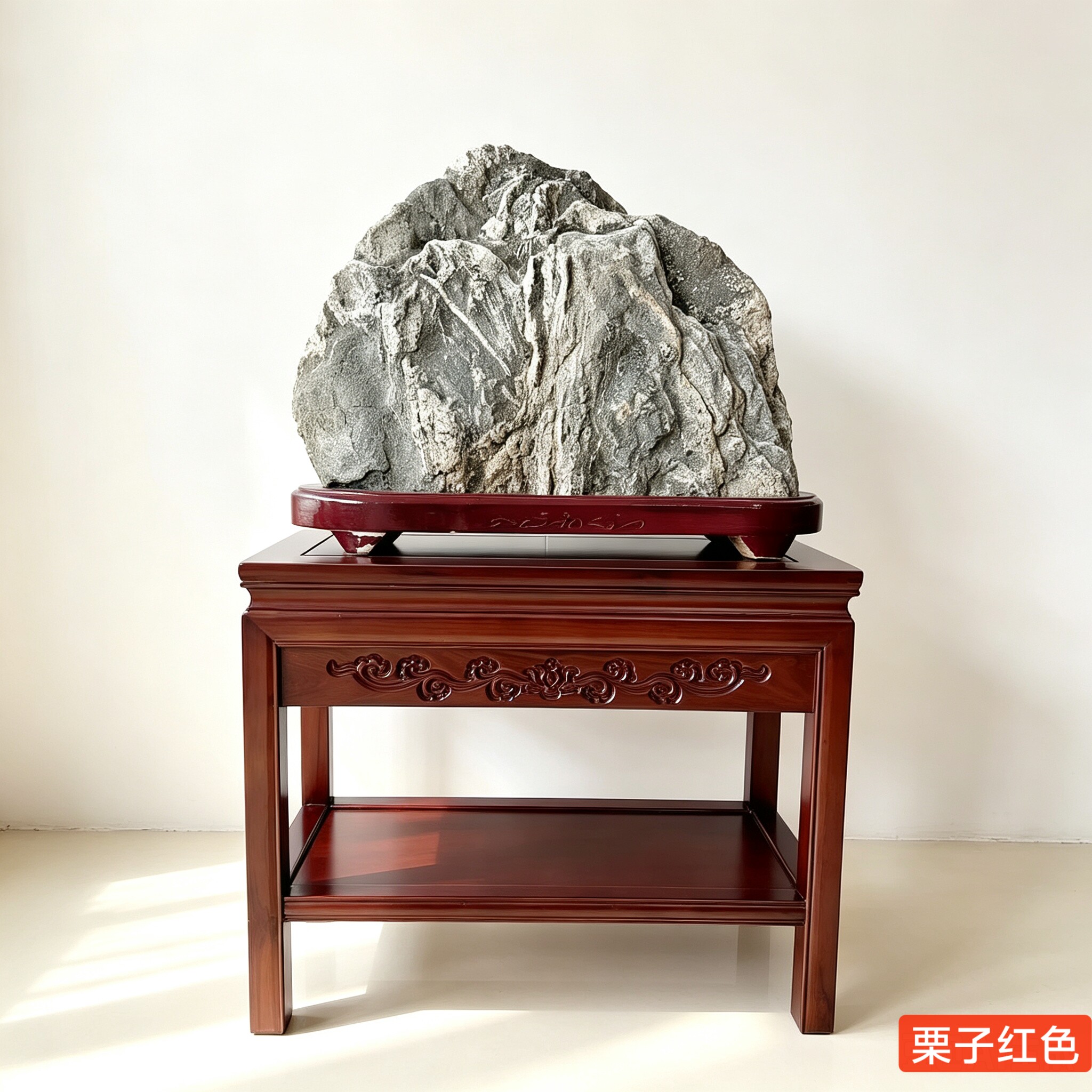 超承重全实木奇石桌盆景桌长方形沙发边几桌角几架鱼缸架石头底座