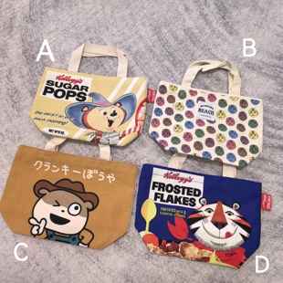 日本复古卡通图案 西村裕二vintage 便当包 手提袋 收纳袋 无挂件